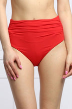 Lauren Ralph Lauren Beach Club Shirred High Waist Swimsuit Bottom  Color Red Size 16