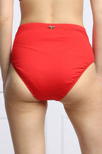Lauren Ralph Lauren Beach Club Shirred High Waist Swimsuit Bottom  Color Red Size 16