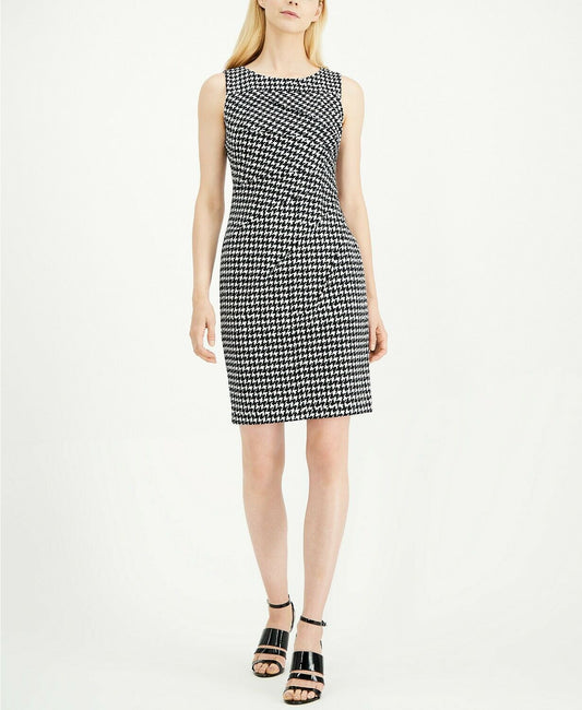 Calvin Klein Houndstooth Sheath Dress  Color Black/White Size 2