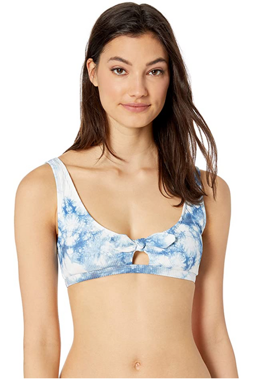 Body Glove Women's May Bikini Top Peekaboo Front Bow Detail  Color Blue Tie-Dye Size L