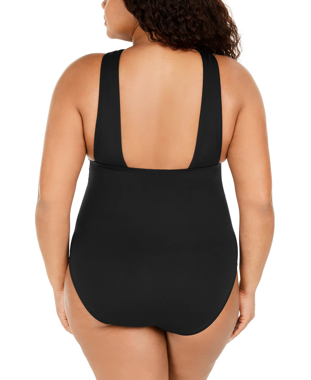Michael Kors Plus Size High-Neck Keyhole One-Piece Swimsuit  Color Black Size 18W