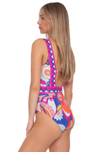 TRINA TURK Printed Plunging One-Piece Swimsuit  Color Pink Size 6
