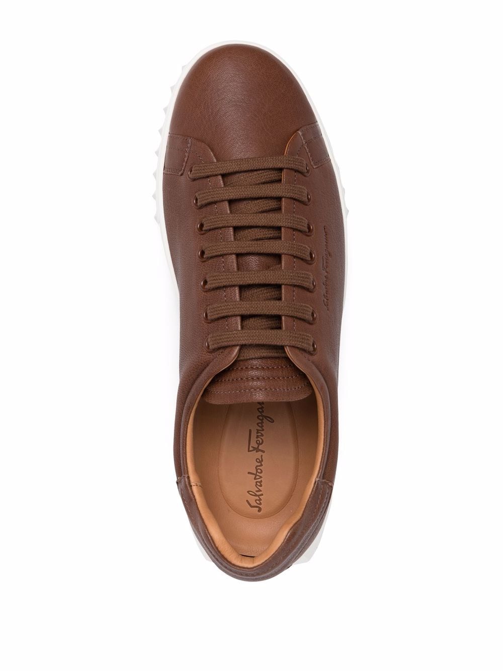 Ferragamo Men's Cube Eco low-top sneakers  Color Brown Size 8.5M