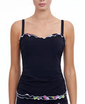 PROFILE BY GOTTEX Monaco D-Cup Underwire Tummy-Control Tankini Top Color Black Size 40D