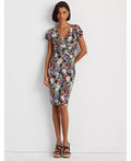 Lauren Ralph Lauren Petite Floral Flutter-Sleeve Surplice Dress  Color CreamPink Multi Size 10P