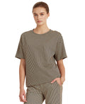 LAUREN RALPH LAUREN Women's Petite Houndstooth Print T-Shirt  Classic Camel Size PL