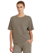 LAUREN RALPH LAUREN Women's Petite Houndstooth Print T-Shirt  Classic Camel Size PL