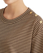 LAUREN RALPH LAUREN Women's Petite Houndstooth Print T-Shirt  Classic Camel Size PL