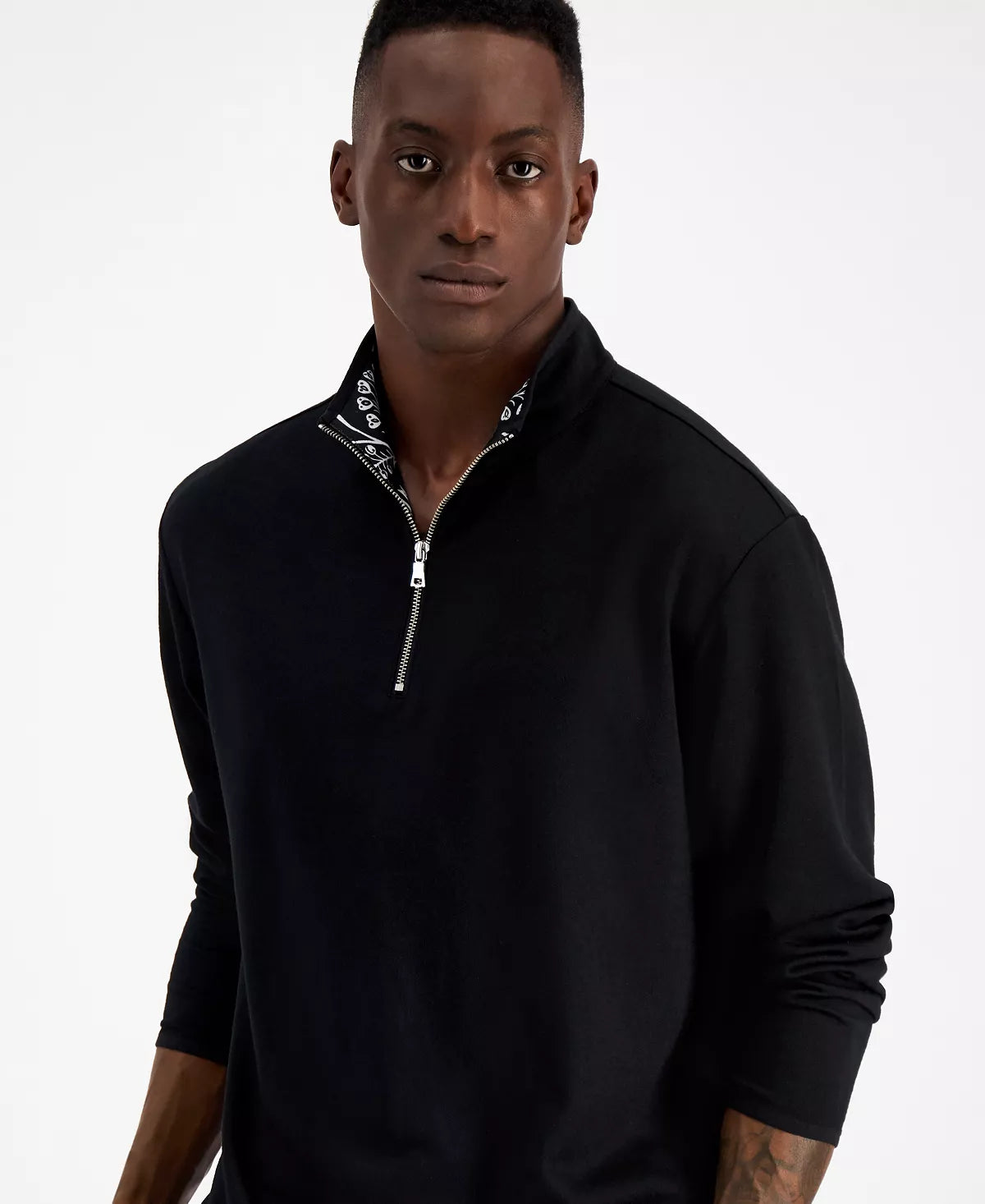 INC International Concepts Men's Half-Zip Sweatshirt  Color Deep Black Size XS
