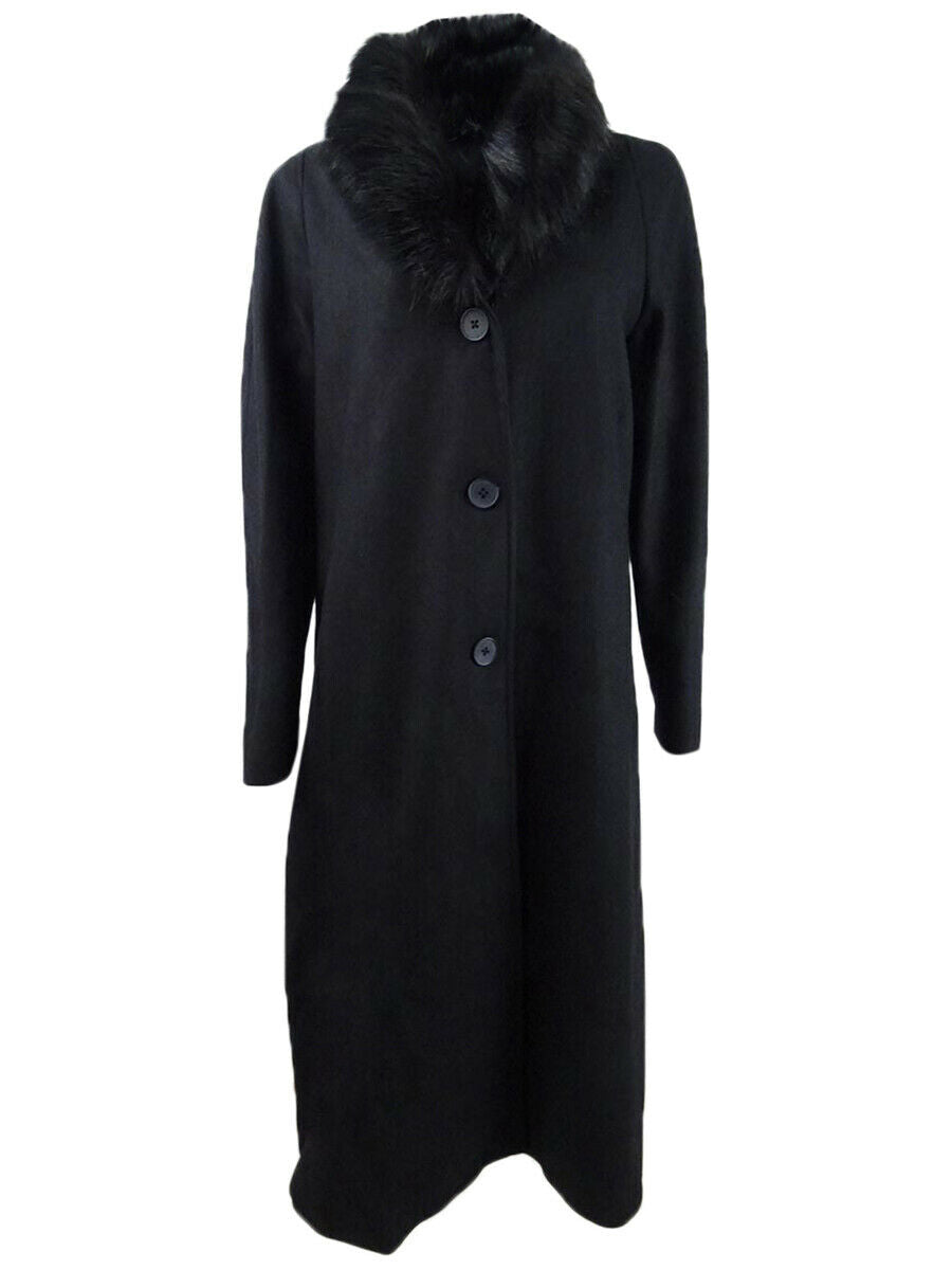 Jones New York Women’s Faux-Fur SHAWL COLLAR Maxi Coat  JW9MS046