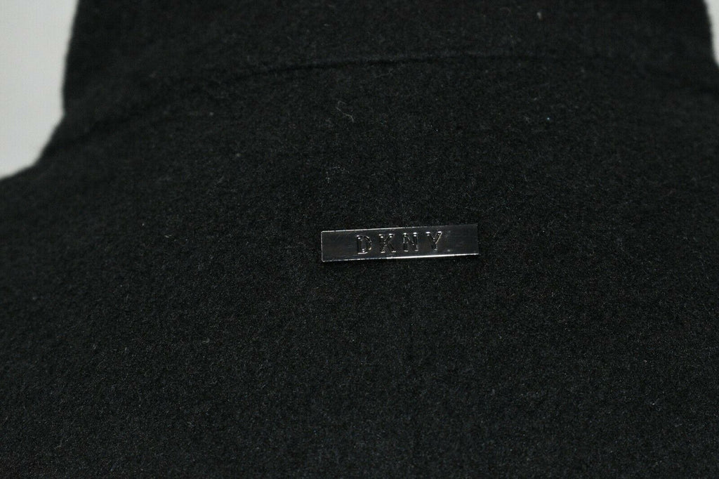 DKNY Women’s Petites Vegan-Fur-Pocket Walker Coat  Color Black Size PS