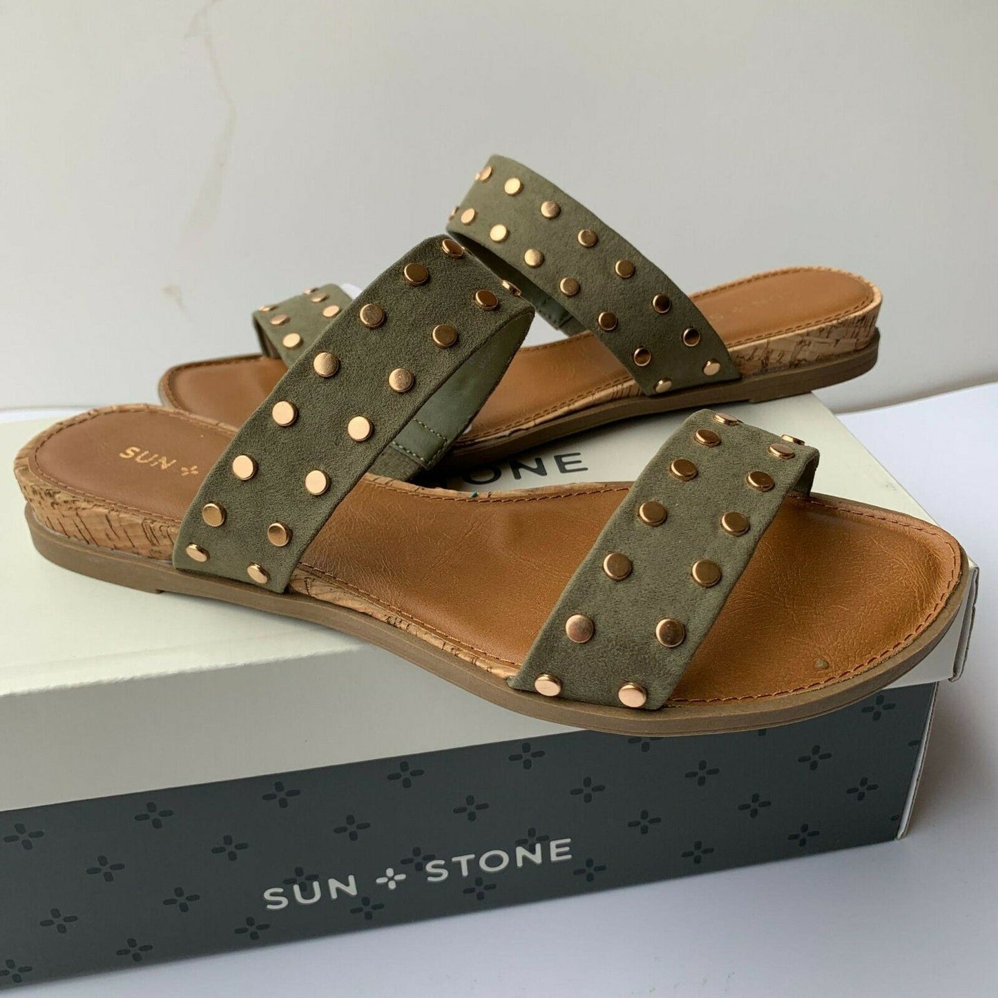 Sun + Stone Easten Slide Sandals Studded   Size 7.5M