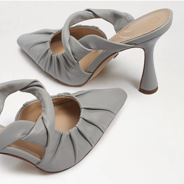 Sam Edelman Women's Tillary Pleated High Heel Mules  Color Pebble Grey Size 7.5M