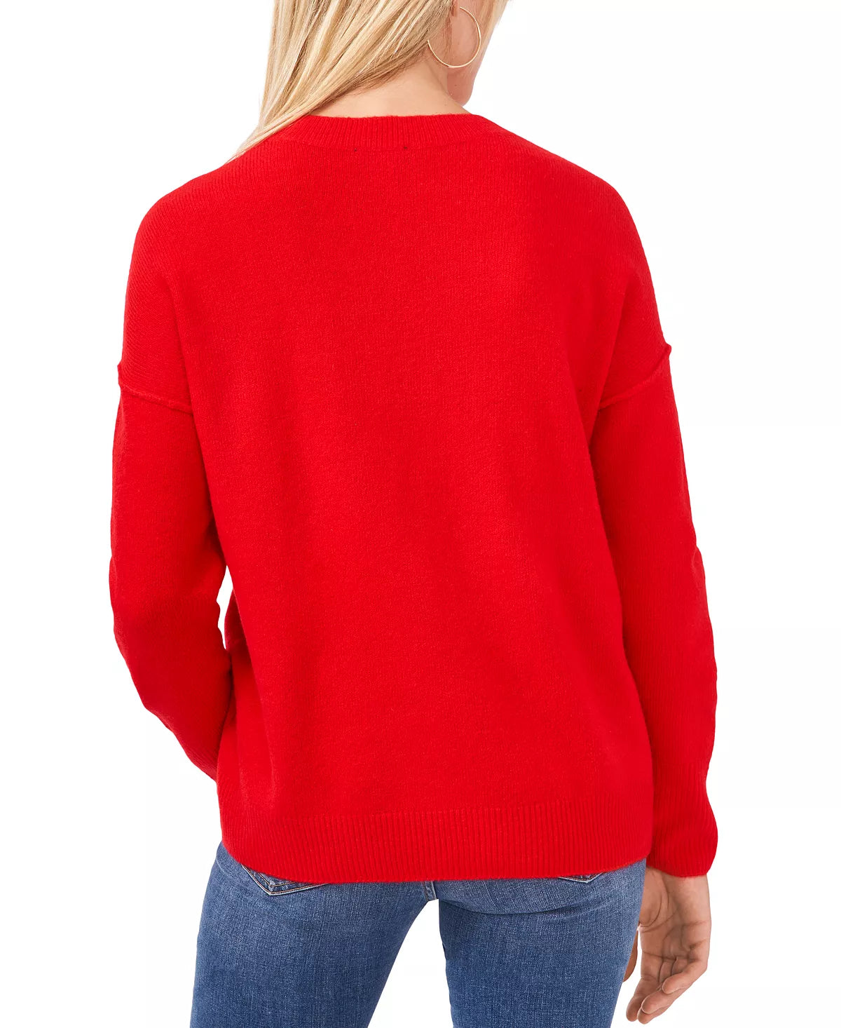 VINCE CAMUTO Women's Long Sleeve Extend Shoulder Sweater  Bright Cherry Size XL