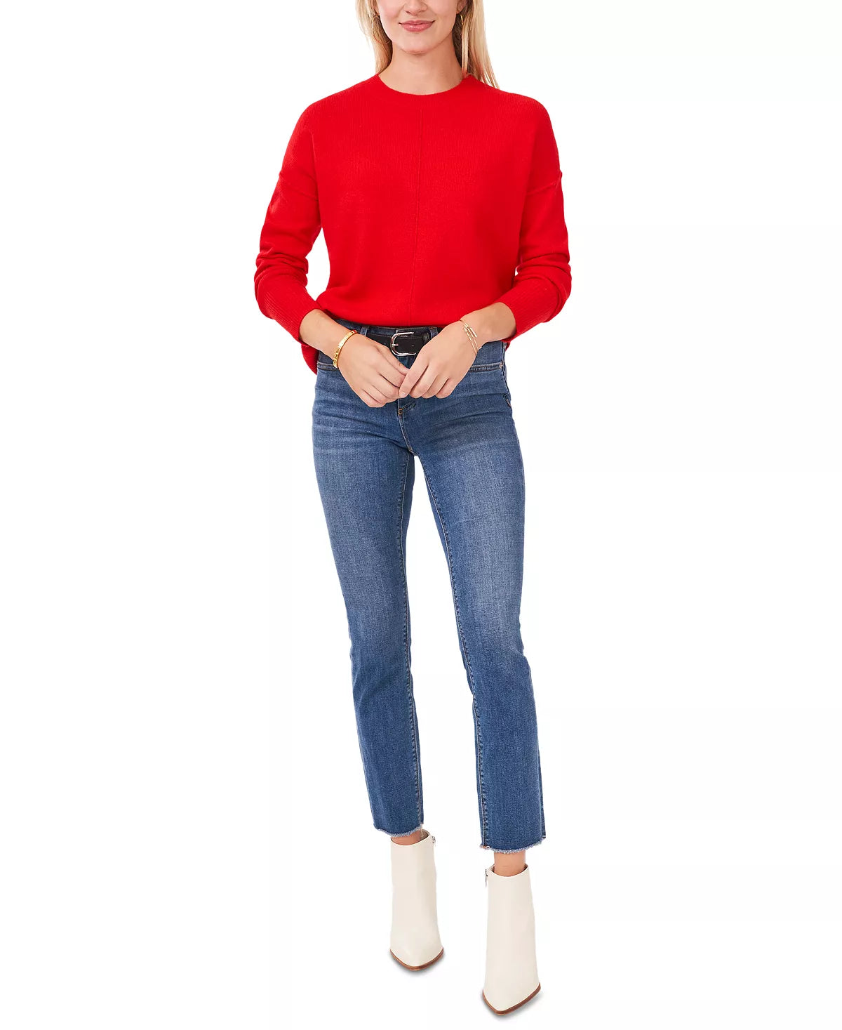VINCE CAMUTO Women's Long Sleeve Extend Shoulder Sweater  Bright Cherry Size XL