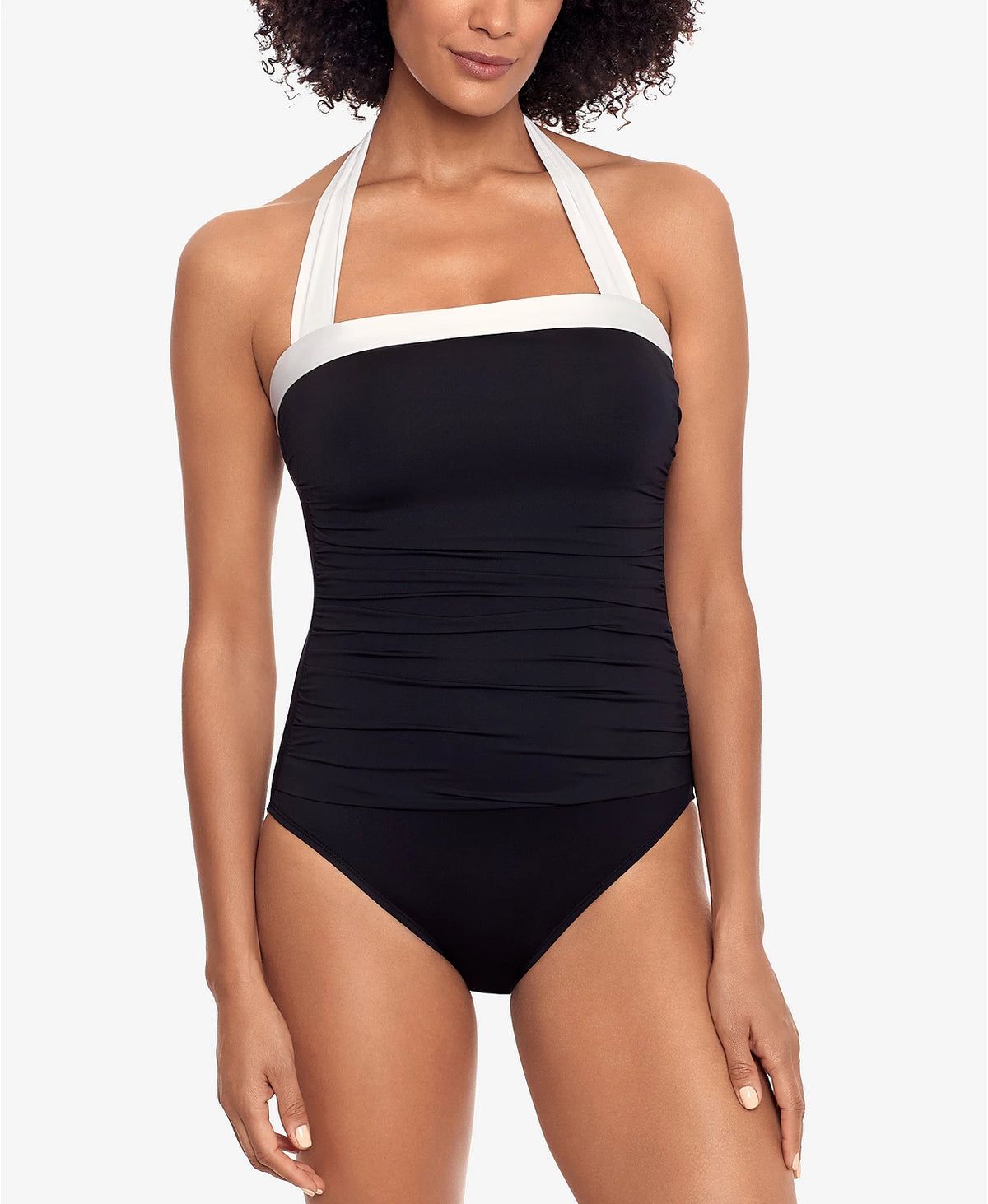 Lauren Ralph Lauren Bel Aire Tummy-Control One Piece Swimsuit  Black Size 8