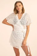 Trina Turk Pacheco Wrap Crochet Swimsuit Cover-Up  Color White Size M