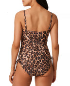 BAR III Women's Beach Cheetah Lace-Up One-Piece Swimsuit  Color Natural Size S