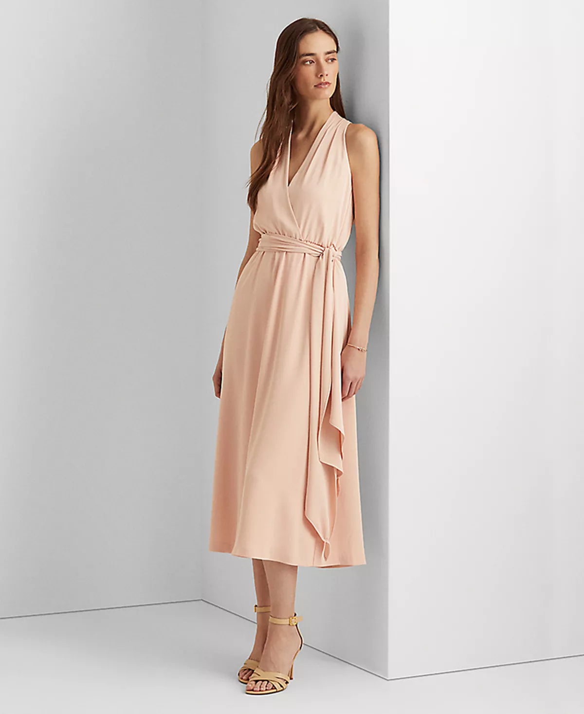 Lauren Ralph Lauren Georgette Halter Dress  Color Pale Pink Size 4