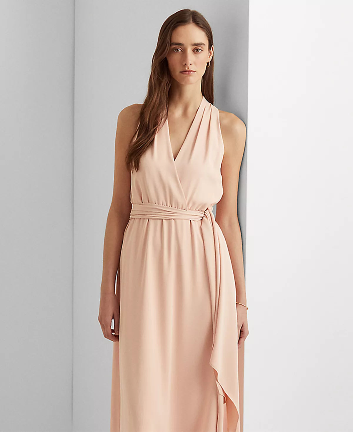 Lauren Ralph Lauren Georgette Halter Dress  Color Pale Pink Size 4