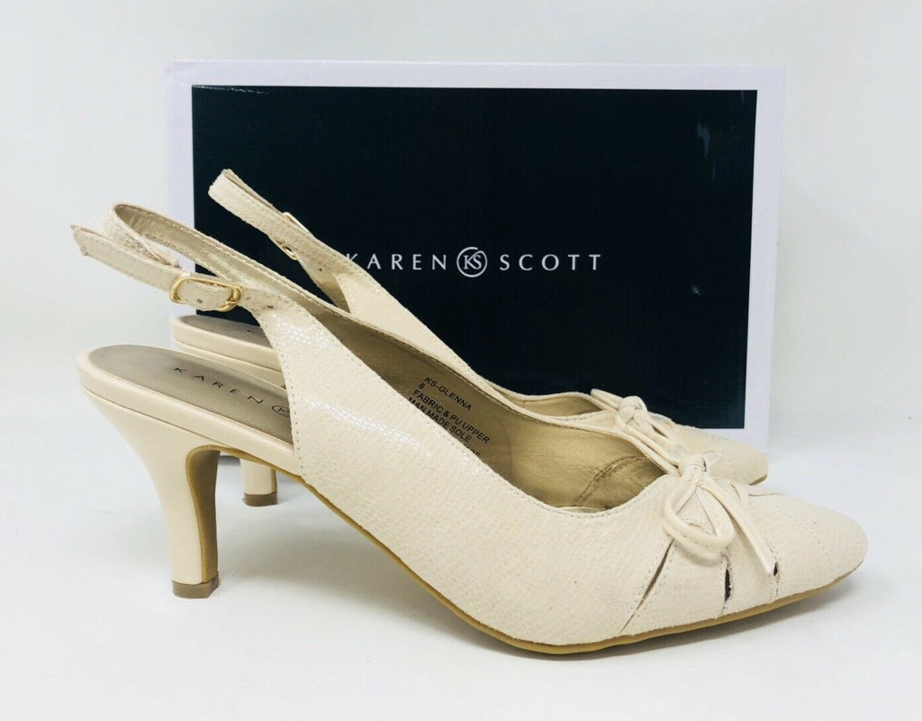 Karen Scott Women's Glenna Slingback Pumps  Ivory Size 6.5
