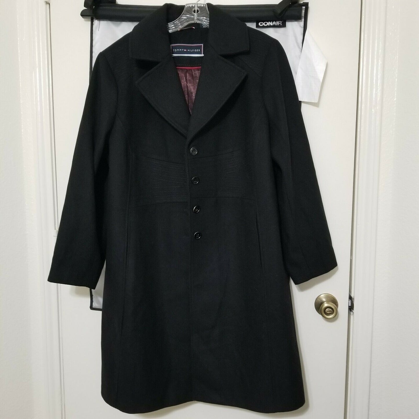 TOMMY HILFIGER Women’s Plus Size Single-Breasted Walker Coat  Color Black Size 3X