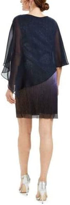 Connected Apparel Womens Ombre Angel Sleeve Cocktail Dress  Color Blue Size 6