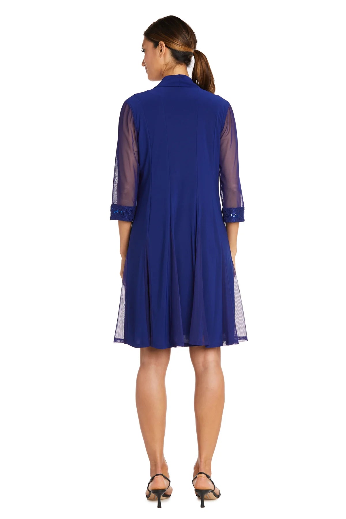 RM Richards Shift Dress with Embellished Neckline and Sheer Jacket - Petite  Color Royal Blue Size 8P