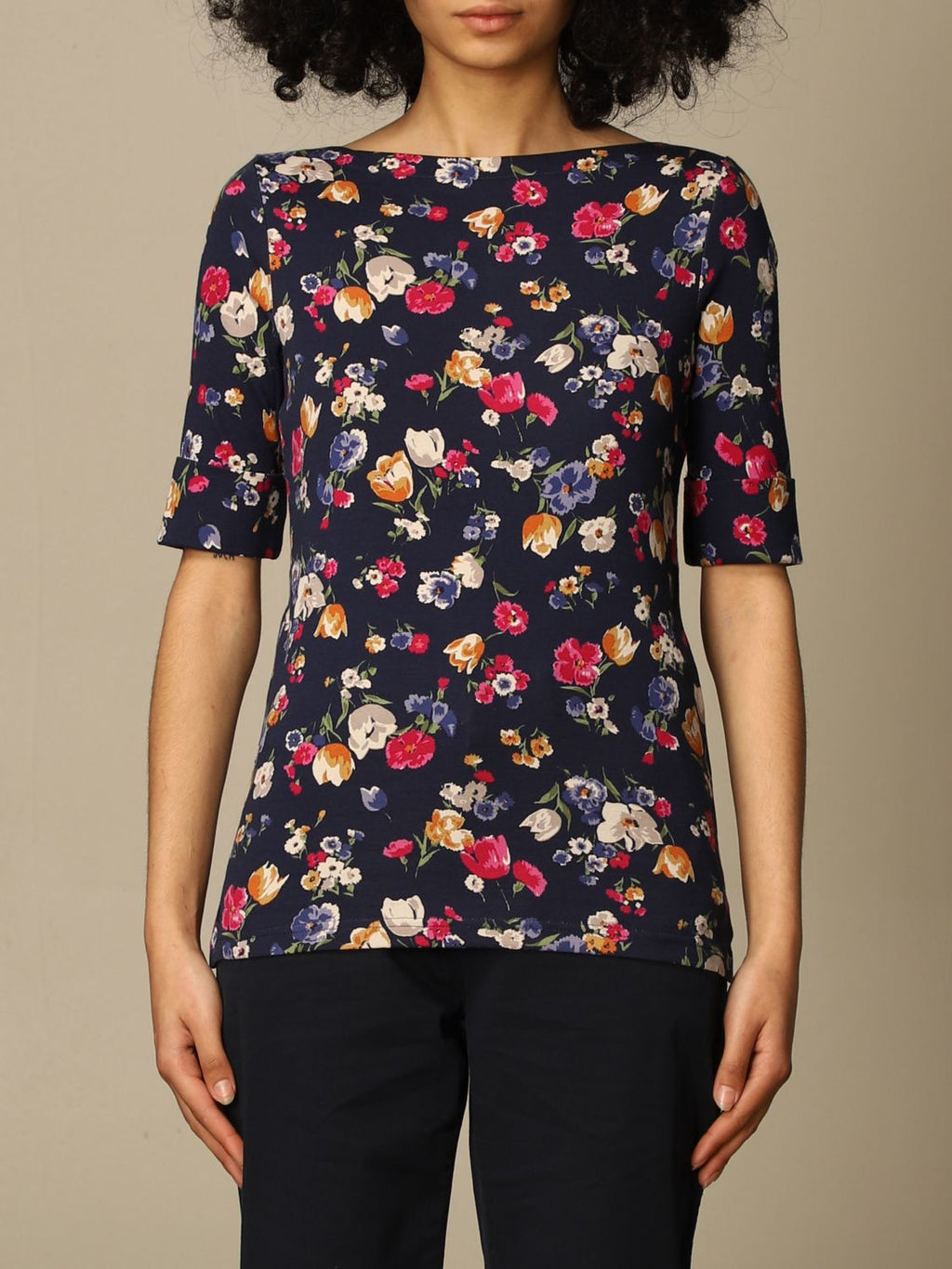 Lauren Ralph Lauren Women's Plus Size Elbow Sleeve Top  French Navy Size 1X