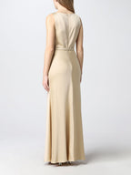 Lauren Ralph Lauren Satin Belted Sleeveless Gown  Color Pale Parchment Size 12
