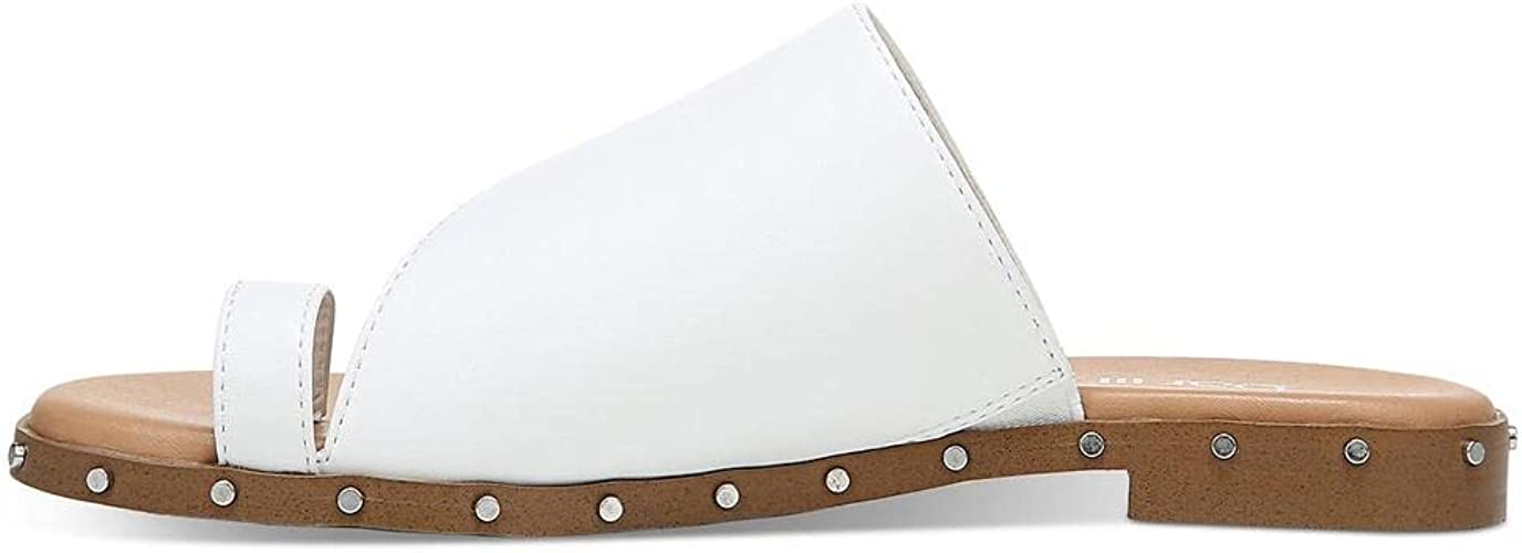 bar III Womens Hattiep Toe Loop Assymetric Slide Sandals  Color White Size 7M