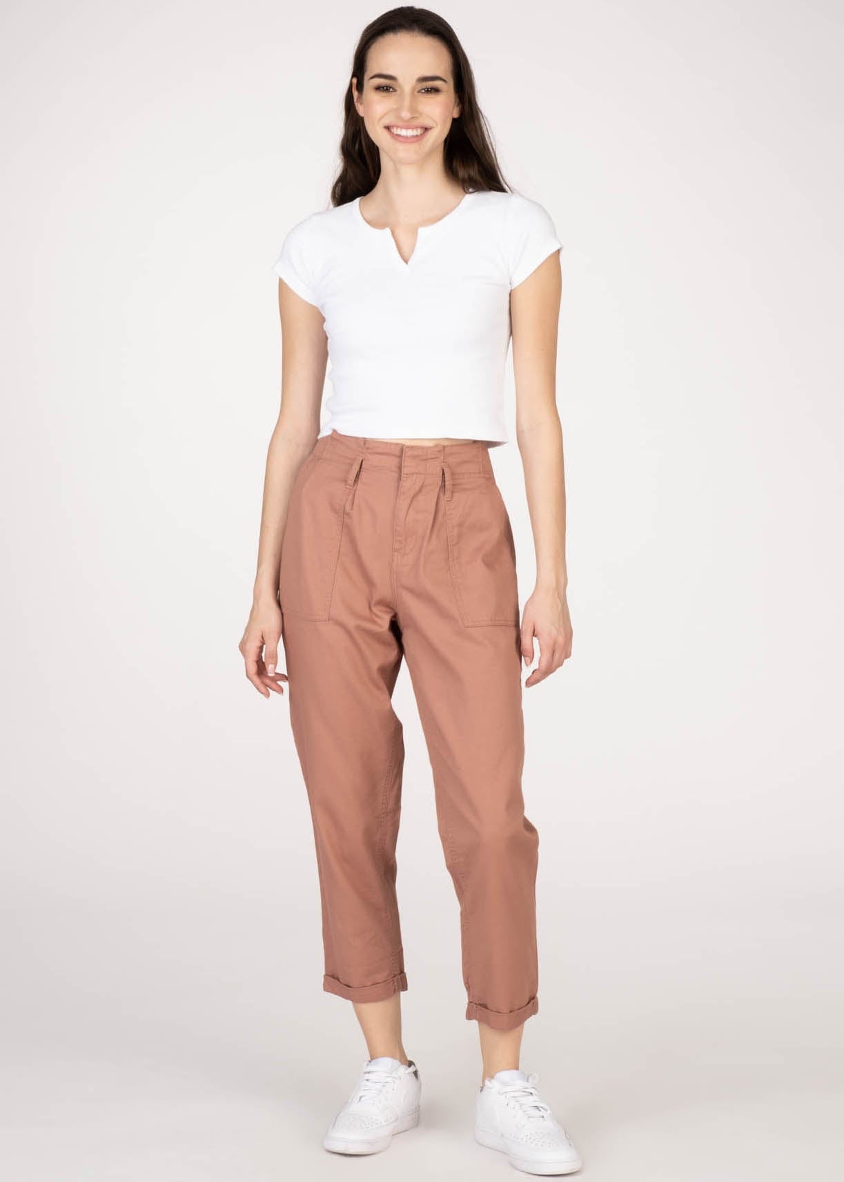 Vanilla Star Juniors Lana Pleated Utility Pant W/Self-Tie  Color Brown Size 9