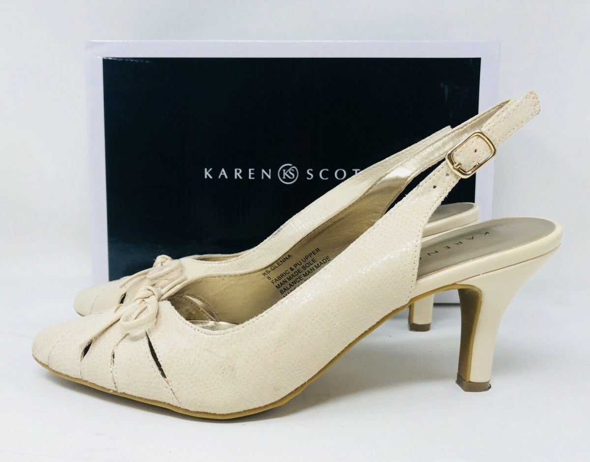 Karen Scott Women's Glenna Slingback Pumps  Ivory Size 6.5