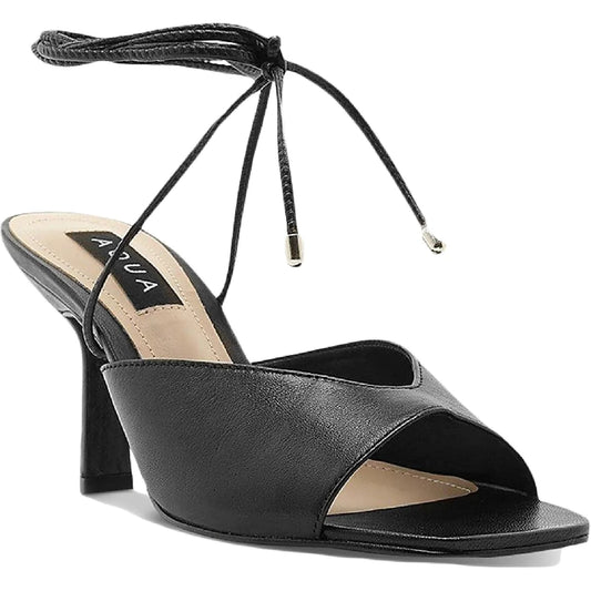 AQUA AMIELE WOMENS SLIP ON GLADIATOR LACES MULES  Color Black Size 8B/M