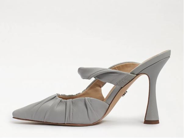 Sam Edelman Women's Tillary Pleated High Heel Mules  Color Pebble Grey Size 7.5M