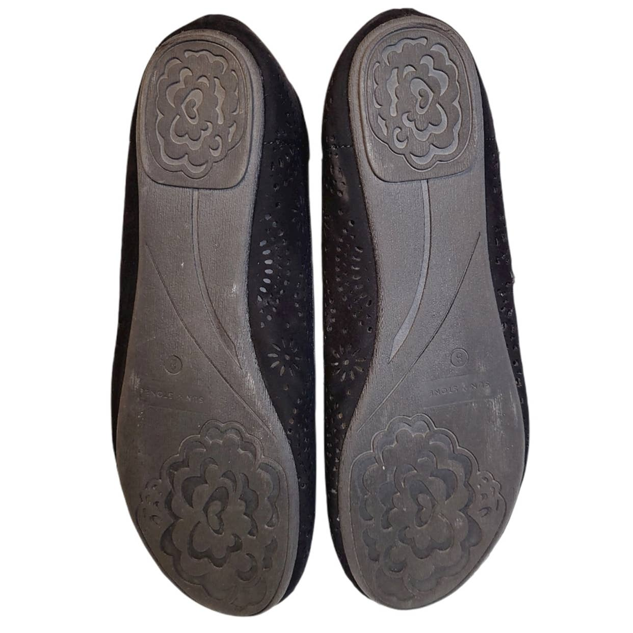 Sun + Stone Sophia Perforated Flats  Color Black Size 5.5M