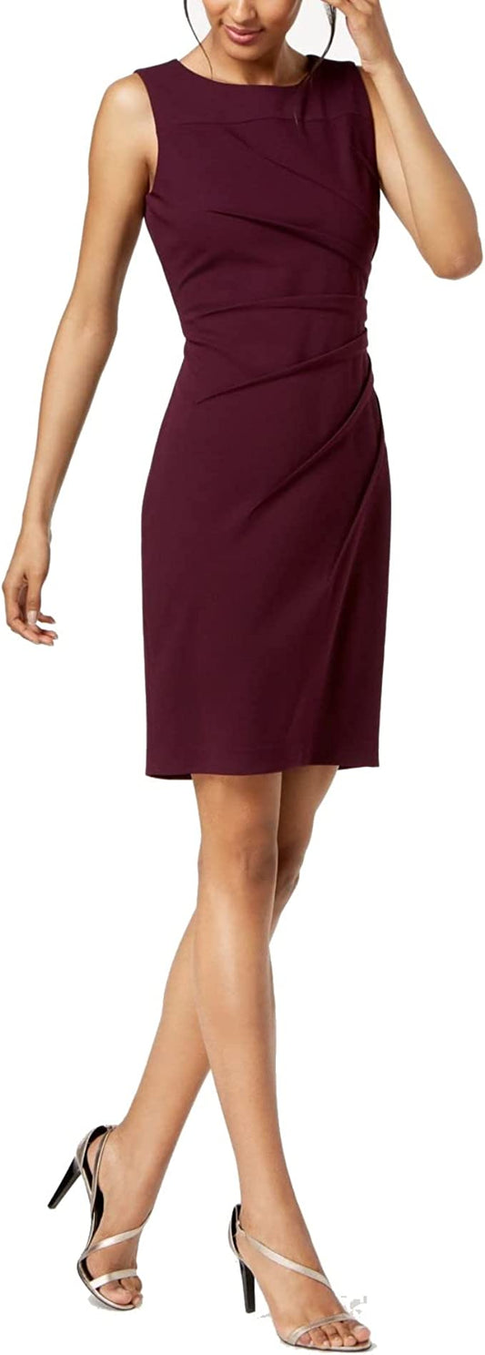 Calvin Klein Petite Sleeveless Sunburst Sheath Dress  Color Aubergine Size 8P