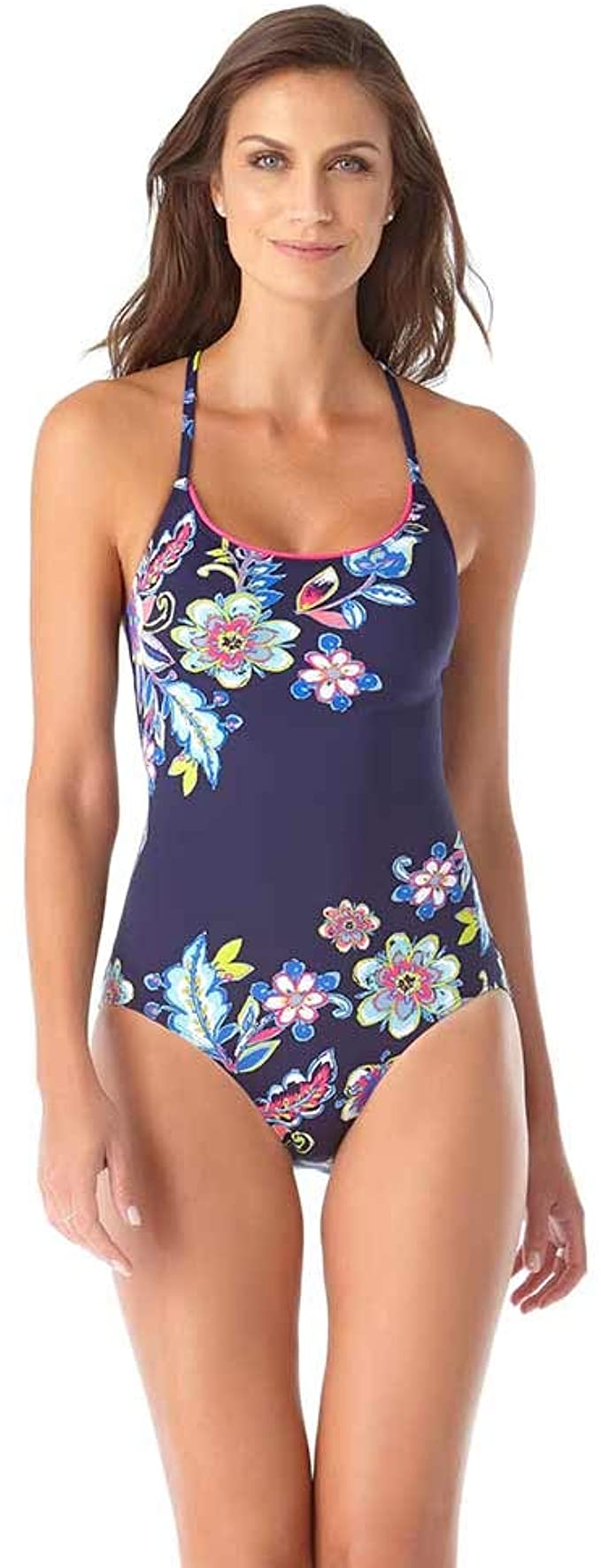 Anne Cole Women's Solid One Piece Shirred Maillot Swimsuit Size 6
