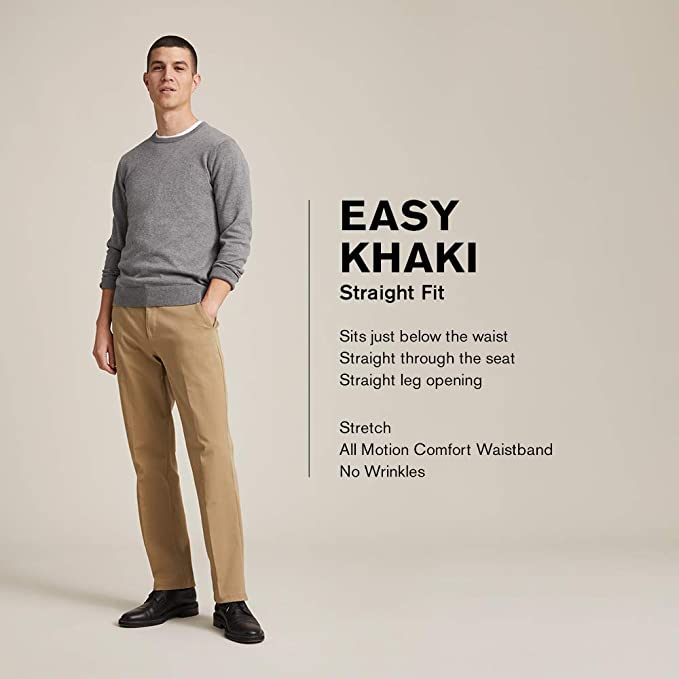 Dockers Men's Straight Fit Easy Khaki Pants  Color Dark Pebble W36xL30