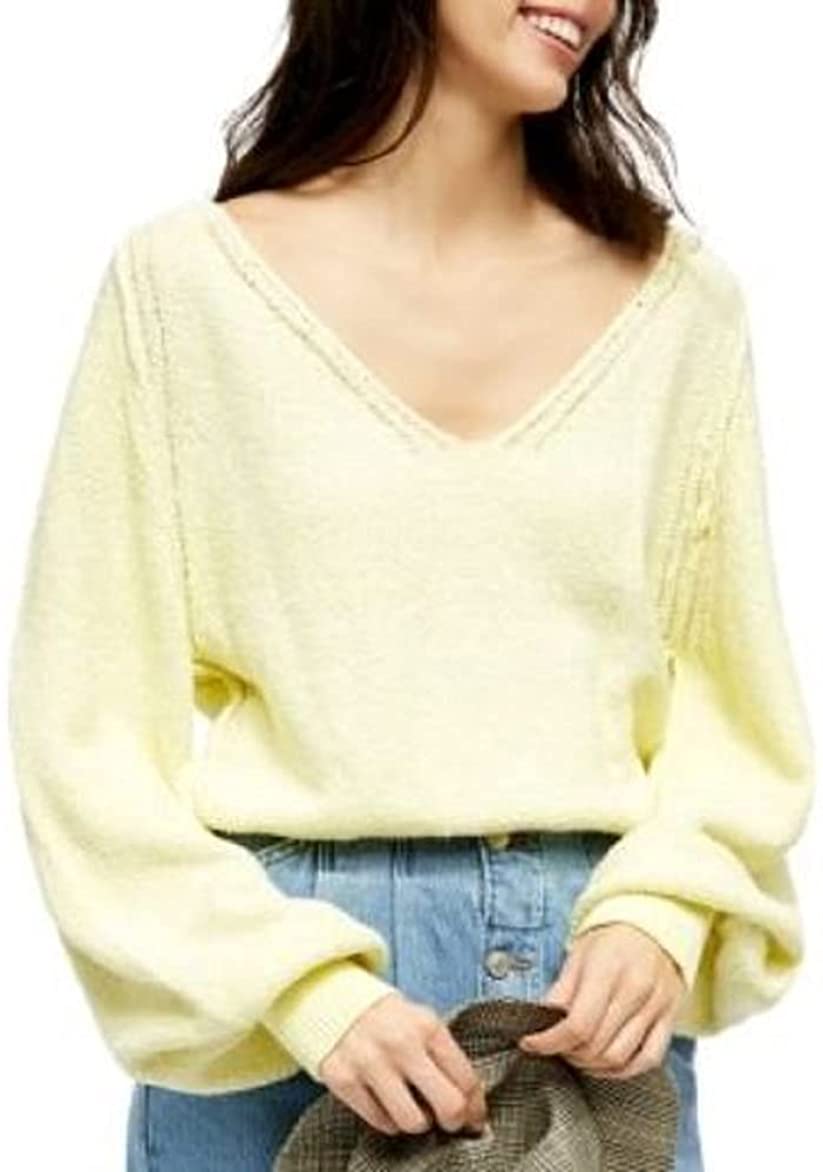 Free People Women’s Riptide V-Neck Sweater  Color Yellow Size M