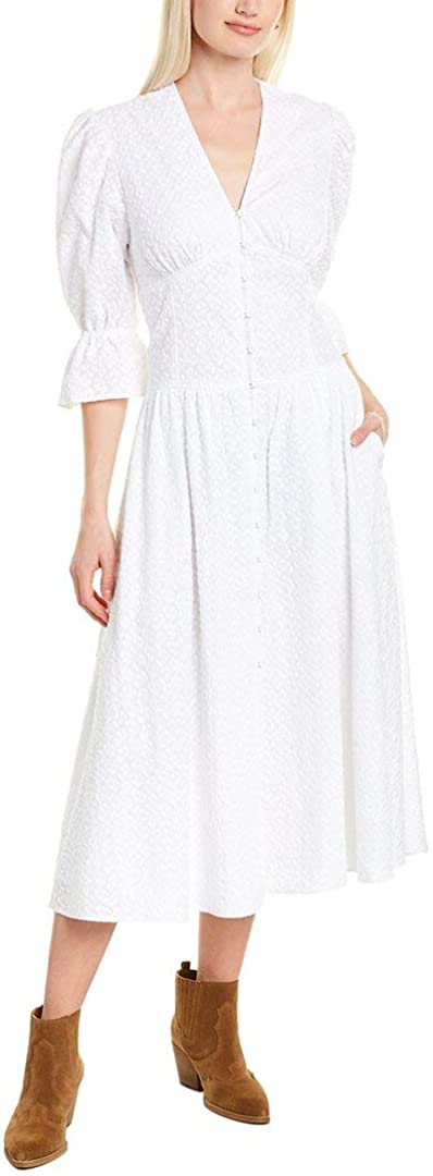 Rebecca Taylor Leaf Embroidered Midi Dress  Style 320243D424 Size XS