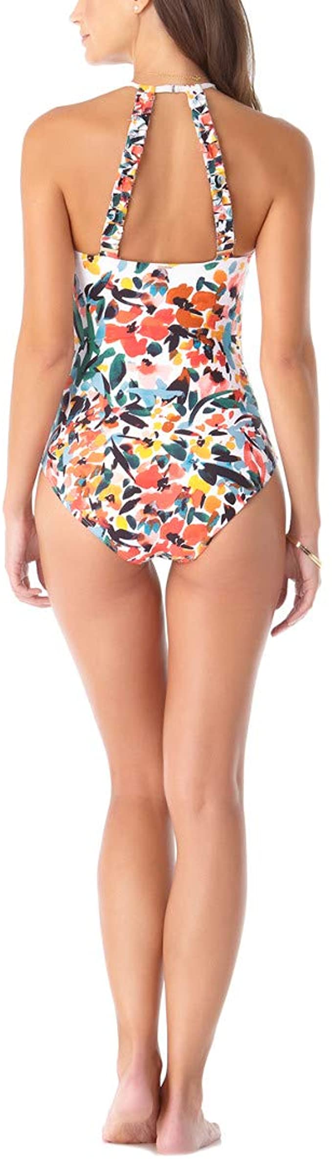 Anne Cole Women's High Neck One Piece Swimsuit Color: Sunset Floral Size 6