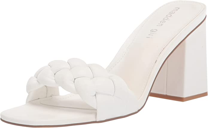 Madden Girl Gracy Braided Block-Heel Slide  Color White Paris Size 5.5M