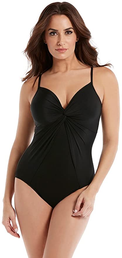 Miraclesuit Rock Solid Love Knot One-Piece Swimsuit  Black Size 16