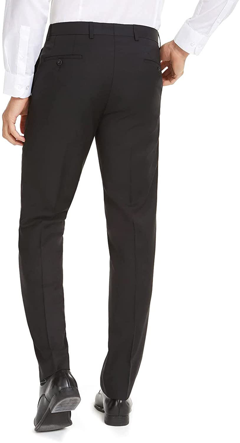 Michael Kors Men’s Flat Front Finished Solid Dress Pants  Color: Black 38Wx30L