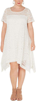 ROBBIE BEE Women's Plus Size Lace Trapeze A-Line Dress  Color Ivory Size 3X