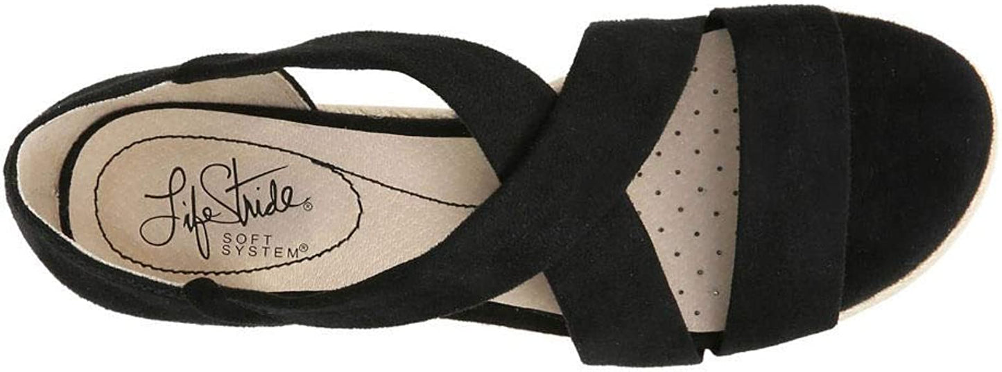 LifeStride Women's Siesta Espadrille Wedge Sandal  Color Black Size 7.5M