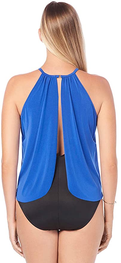 Magicsuit Women's Swimsuit Solid Aubrey High Neckline Soft Cup One Piece Swimsuit Color Blue Size 8