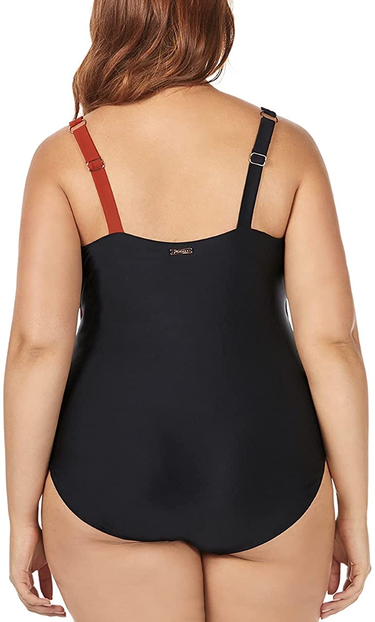 Raisins Curve Plus Size Juniors' Printed Rosalie V-Wire One-Piece Swimsuit   Multicolor Size 16W