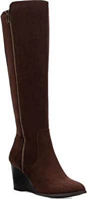 Style & Co. Womens August Faux Leather Almond Toe Knee-High Boots Color Chocolate Micro Size 6.5M